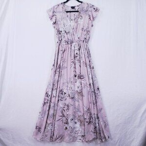 Kate and Lily Peasant Maxi Dress Womens Size 8 Pink Floral A Line Party Preppy